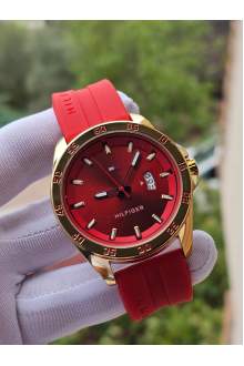 Tommy Hilfiger Kırmızı Silikon Kayışlı Erkek Kol Saati